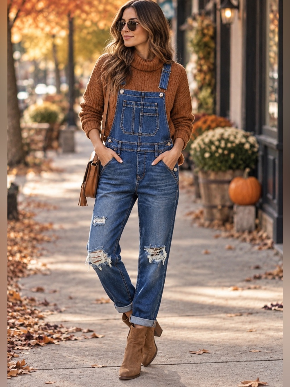 American Eagle Tomgirl Distressed Blue Denim Overalls Relaxed Fit Casual